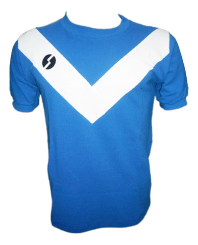 Camiseta Velez Tela Pique Retro 1982 Azul Bianchi Numero 9