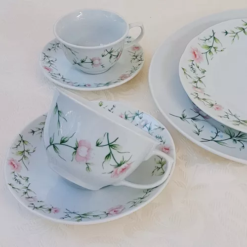 Jogo para Chá em Porcelana Verde - Conjunto de Xícaras Elegantes