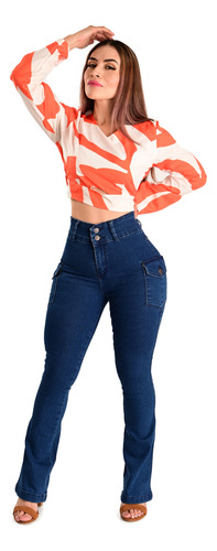 Pantalon Acampanado Colombiano De Dama Con Stretch Itzi 509