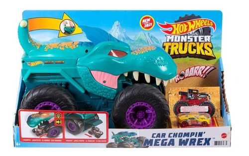 Monster Trucks Hot Wheels Mega Wrex Devorador De Autos