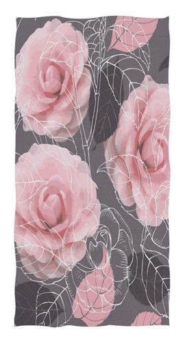 Atono Multicapa Floral Camelia Leve Rama Rosa-gris Toalla