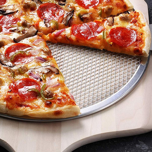Malla Charola De Aluminio Hornear Pizza Cocina 35cm 2 Piezas