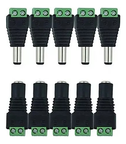 Pack X5 Par Conector Hembra Y Macho De Poder Camaras