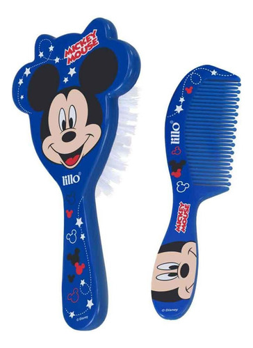 Conjunto Escova E Pente De Cabelo Mickey Azul - Lillo