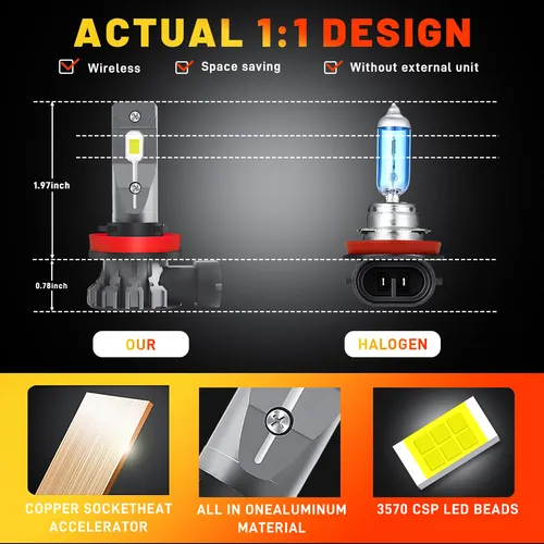 Applicable To 9005 H11 H11 Kit De Faros Led 3570 Csp Luz