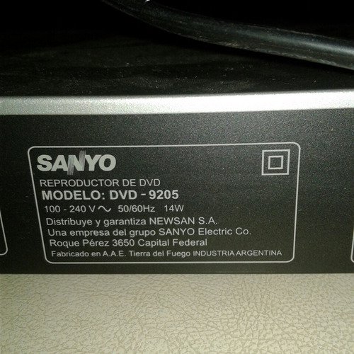 Reproductor De Dvd Sanyo 9205