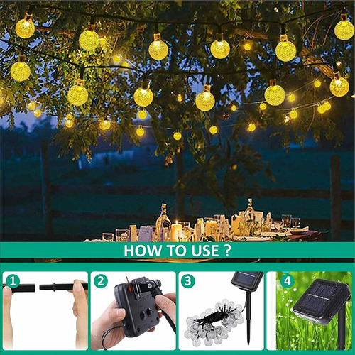 Tira De 50 Focos Led Solares Para Jardín Exteriores
