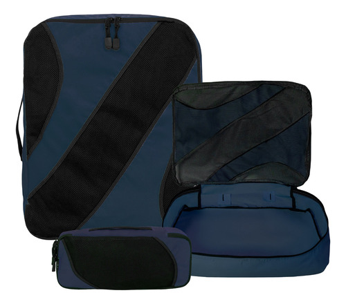 Set Organizador De Ropa Para Valija Viaje Bolsas Con Cierre Color Azul
