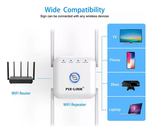 Repetidor Wifi 1200mbps 5ghz 4 Antenas Extensor Amplificador