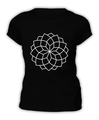 Polera Negra Mujer - Diseño Mandala 1