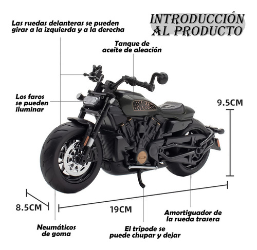 Coleccion Moto Juguete Wwawwo Con Luz Y Sonido Base 1:12 Negro