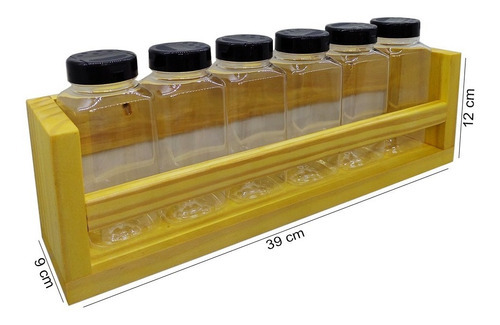 Nicho Prateleira Para Cozinha Porta Temperos Potes E Tampas Cor Madeira