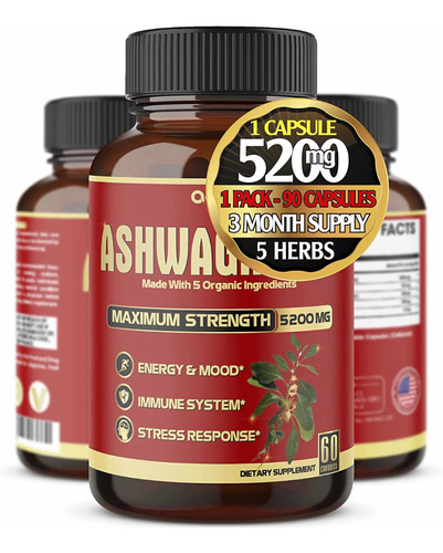 Ashwagandha Máxima Potencia 5200 Mg. 1 X Día