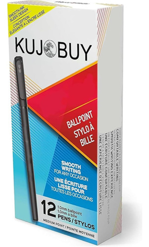 Kujobuy 12 Bolígrafos De Tinta Negra Con Barril Negro, Bolíg