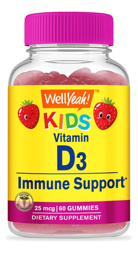 Wellyeah Gomitas De Vitamina D3 Para Ninos  1000 Ui (25 Mcg