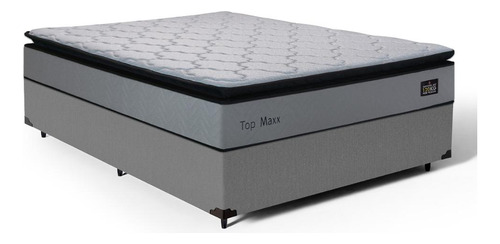 Cama Box Casal Com Colchão De Espuma D33 Pillow Top Maxx Cor Cinza