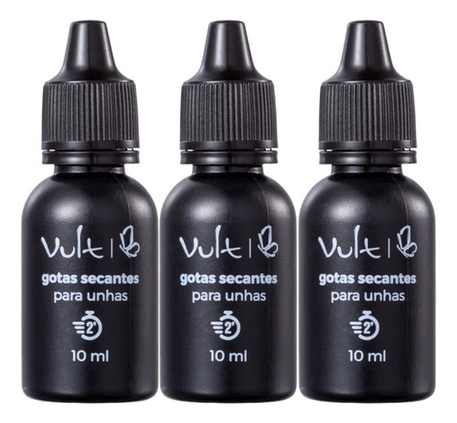 Kit Gotas Secantes Vult 10ml Seca Esmalte 2 Minutos 3 Unid