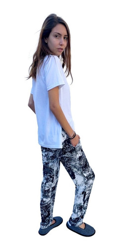 Imagen 3 de 5 de Pijama De Algodon Mujer Verano Rachelle Remera Y Pantalon