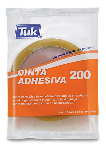 Cinta Adhesiva Tuk 200 Transparente 18 Mm X 65 M 1 Pza