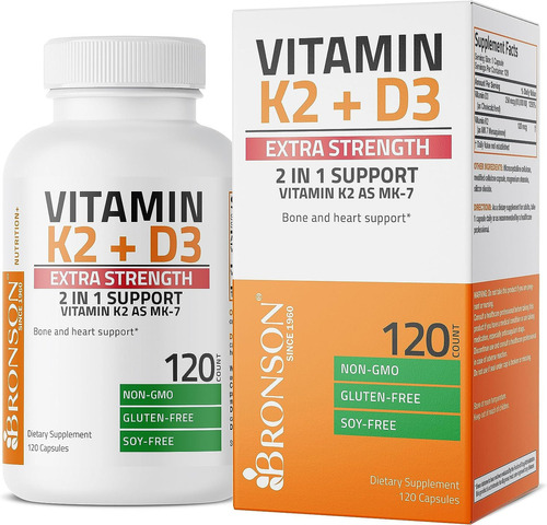 Suplemento en cápsula Bronson  Vitamin K2 & Vitamin D3 vitaminas 120 un pack x 120 u