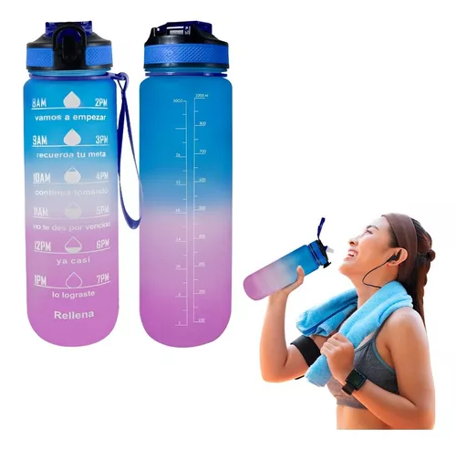 Botella Agua Deportiva Marcador Tiempo Motivacional Gym 1 L