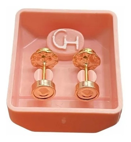 Aros Abridores Bebe Ch Perno Oro 18k Piedra Mediana 5mm 360