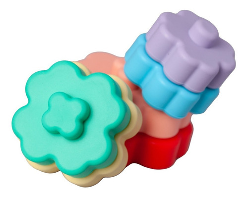 Juguete Papu Baby Torre Apilable De Silicón En Forma De Flor Color Colores Básicos