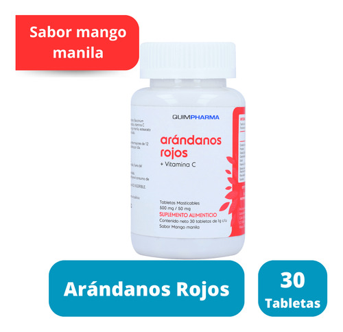 Arándanos Rojos Vitamina C 30 Tabletas Masticables