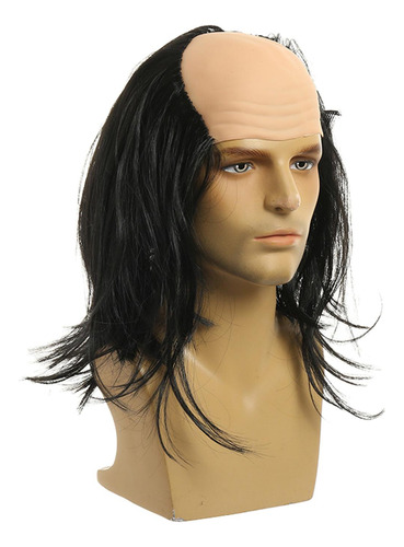 3 Peluca Calva Para Hombre Mayor, Gorro Para Pelo Liso Negro