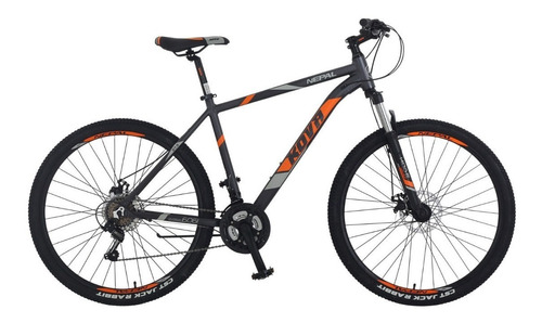 Mountain bike masculina Kova Nepal R27.5 M 21v cambios Shimano color gris/naranja con pie de apoyo