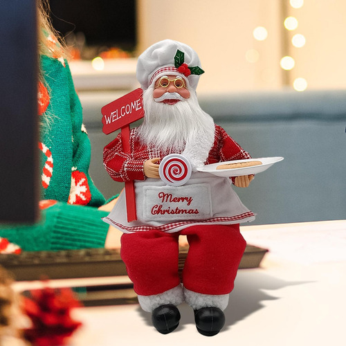 Figura De Papá Noel Sentado, Adorno Coleccionable,