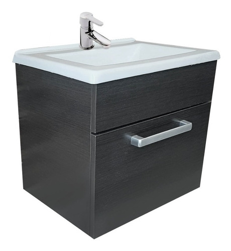 Vanitory Baño Melamina Wengue Puerta Bacha 40 Cm Colgante