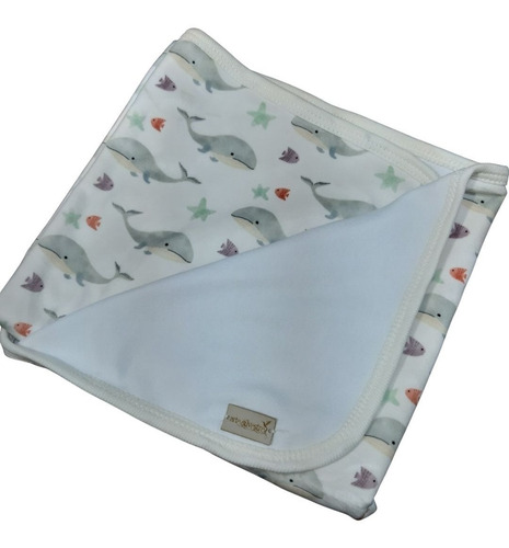 Imagen 1 de 3 de Manta Para Bebe De Plush Reversible 70 X 75 Cm Ballenitas