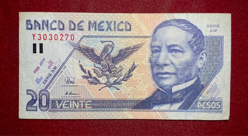 Billete 20 Pesos Mexico 1996 Pick 106 Benito Juarez