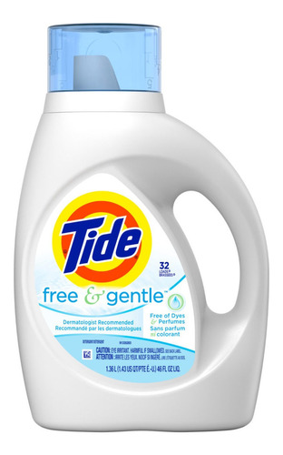 Detergente Tide Líquido Concentrado Free And Gentle 1.36lt