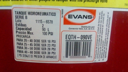 Tanque Hidroneumatico Evans 90litros