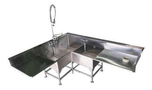 Imagen 3 de 10 de Fregadero De 1 Ponchera Industrial De Acero Inoxidable