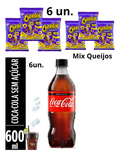 Coca-cola Sem Açúcar 600ml + Cheetos Mix Queijos