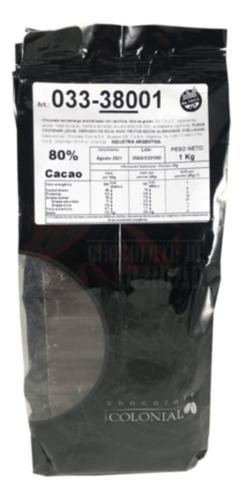 Chocolate Cobertura Colonial Semiamargo Cacao 80% X 1kg
