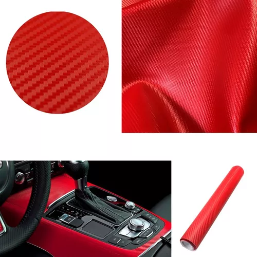 Soleado pueblo botón Vinil Automotriz Fibra Carbono Rojo 30 X 150 Cm Envío Gratis