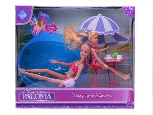 Imagen 2 de 2 de Muñeca Paloma Y Brenda En La Pileta Piscina De Vacaciones