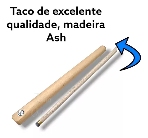 Taco de Sinuca Bilhar Inteiriço Taco Set 201 ASH Profissional