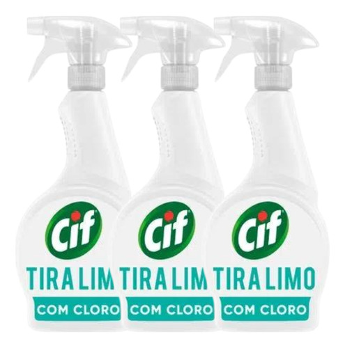 Cif Tira Limo Com Cloro 500ml - Kit 3 Un Com Gatilho