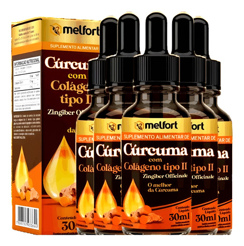 Kit 5 X Curcumin + Colágeno Tipo 2 + Vitaminas B1 B3 B6 B12 Sabor Sabor Abacaxi