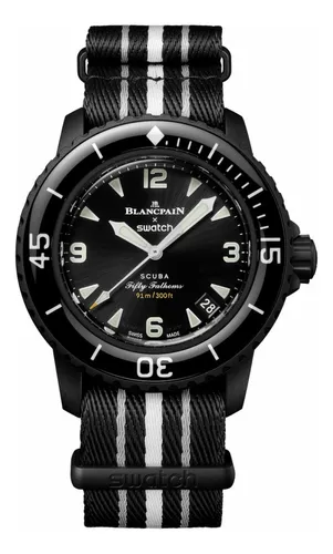 Relógio Swatch X Blancpain Ocean Of Storms So35b400 Preto Relógio Swatch X Blancpain Ocean Of Storms So35b400 Preto