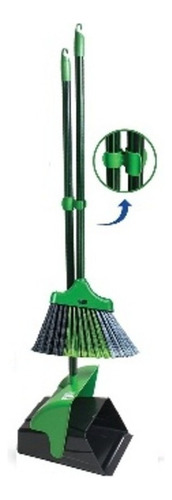 Kit Pá Cabo Longo + Vassoura De Pêlo Kit Limpeza Vp1195 Cor Verde-escuro