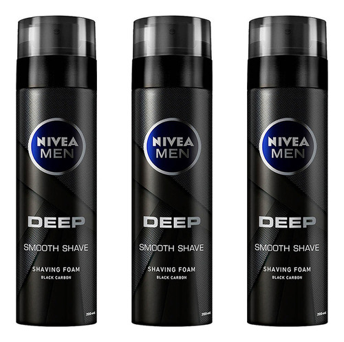 Espuma De Afeitar Nivea Men Deep - Frasco 200ml (x3)