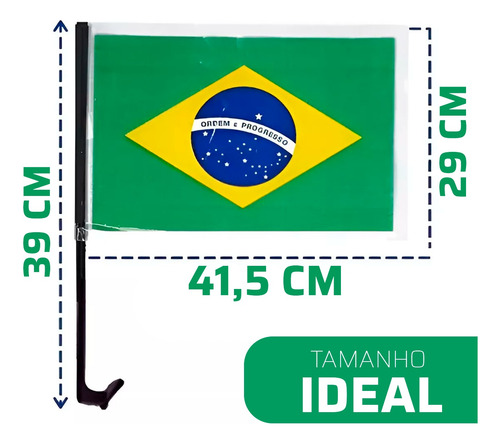 Kit 12 Bandeiras Do Brasil Vidro Carro Poliéster Resistente