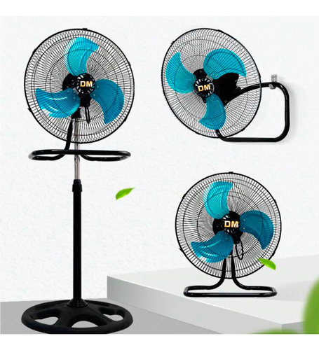 D&m Ventilador 18 Pulgadas Acero De Piso 3 En 1 Con 3 Aspas