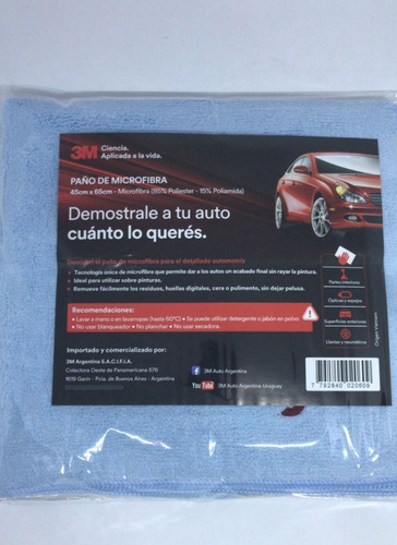 Imagen 1 de 2 de 3m Microfibra Azul Premium 45x65cm - Highgloss Rosar
